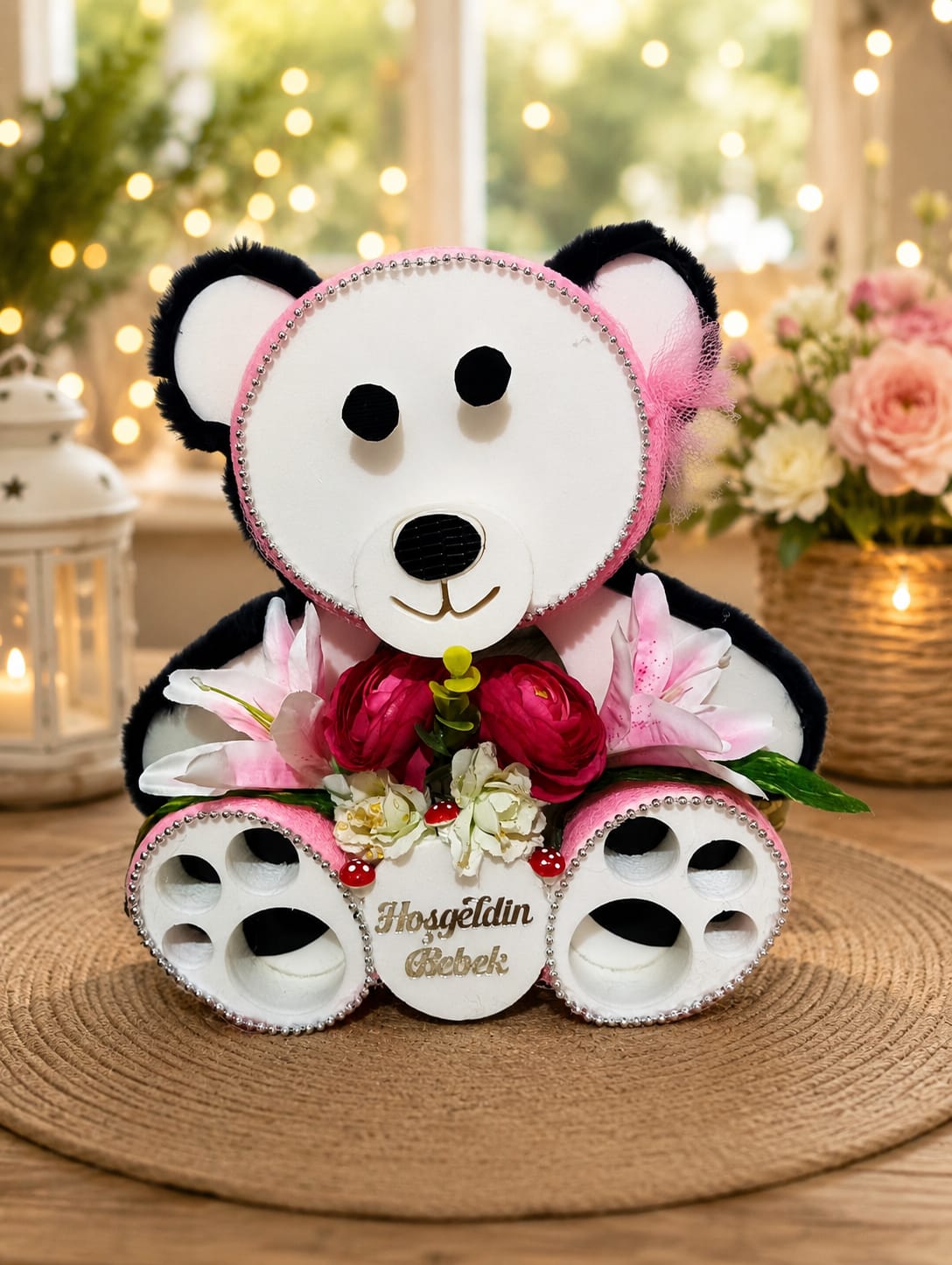 Pembe panda çiçek aranjmanı